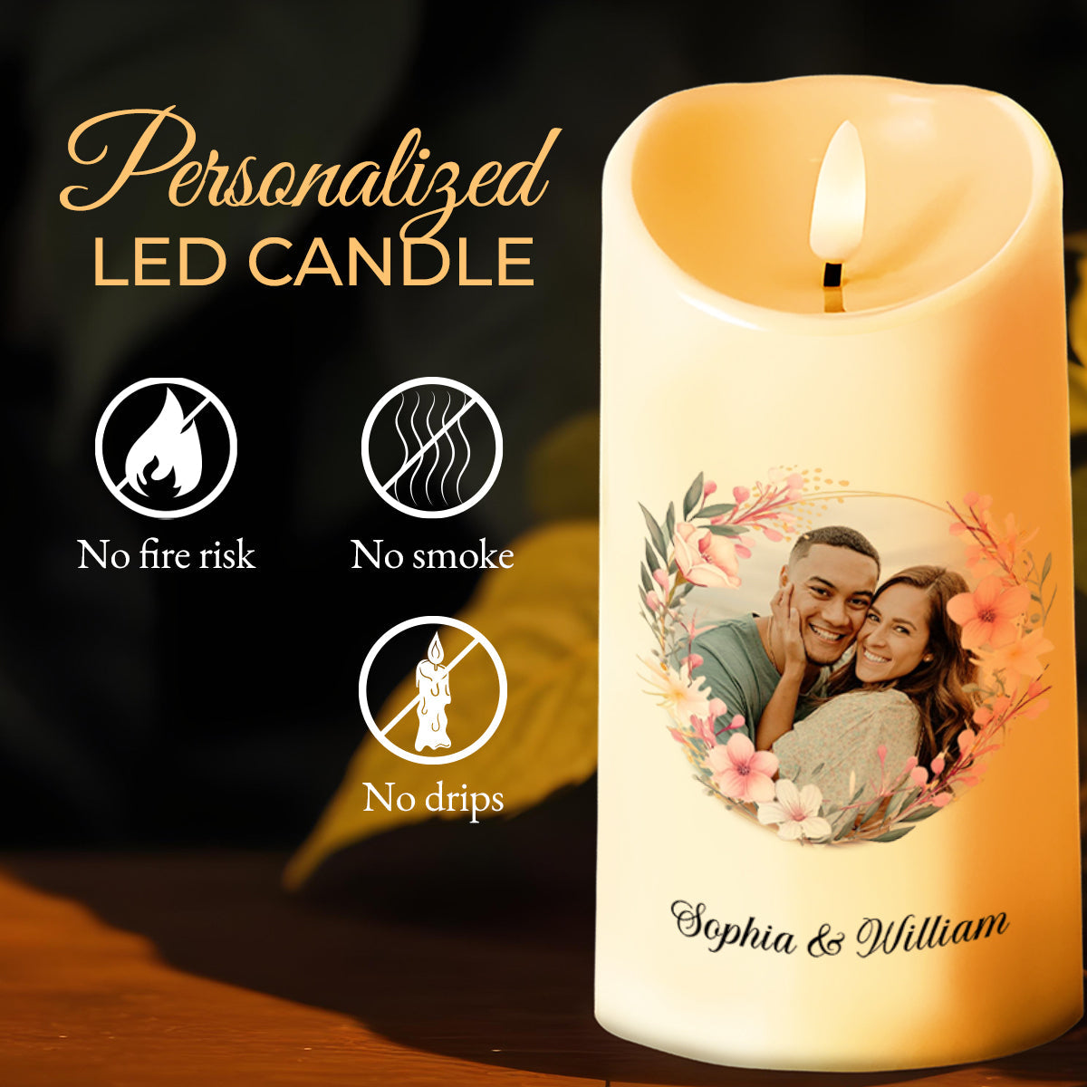 Love Made Us Forever Together Floral Couple Design - Personalized Custom LED Candle - CPL093_LECA