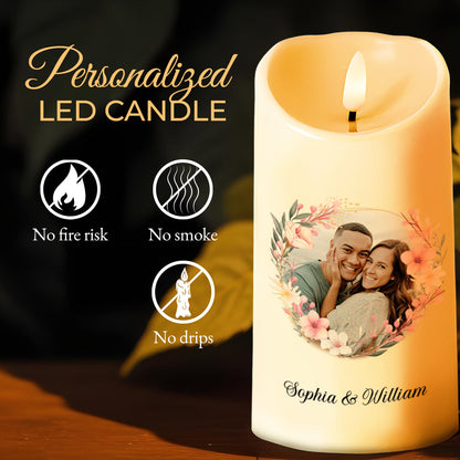 Love Made Us Forever Together Floral Couple Design - Personalized Custom LED Candle - CPL093_LECA
