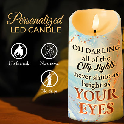 City Lights and Romantic Couple Custom LED Candle - Personalized Custom LED Candle - CPL103_LECA