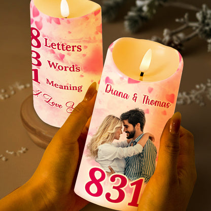 8 Letters 3 Words 1 Meaning I Love You With Couple Design - Personalized Custom LED Candle - CPL104_LECA