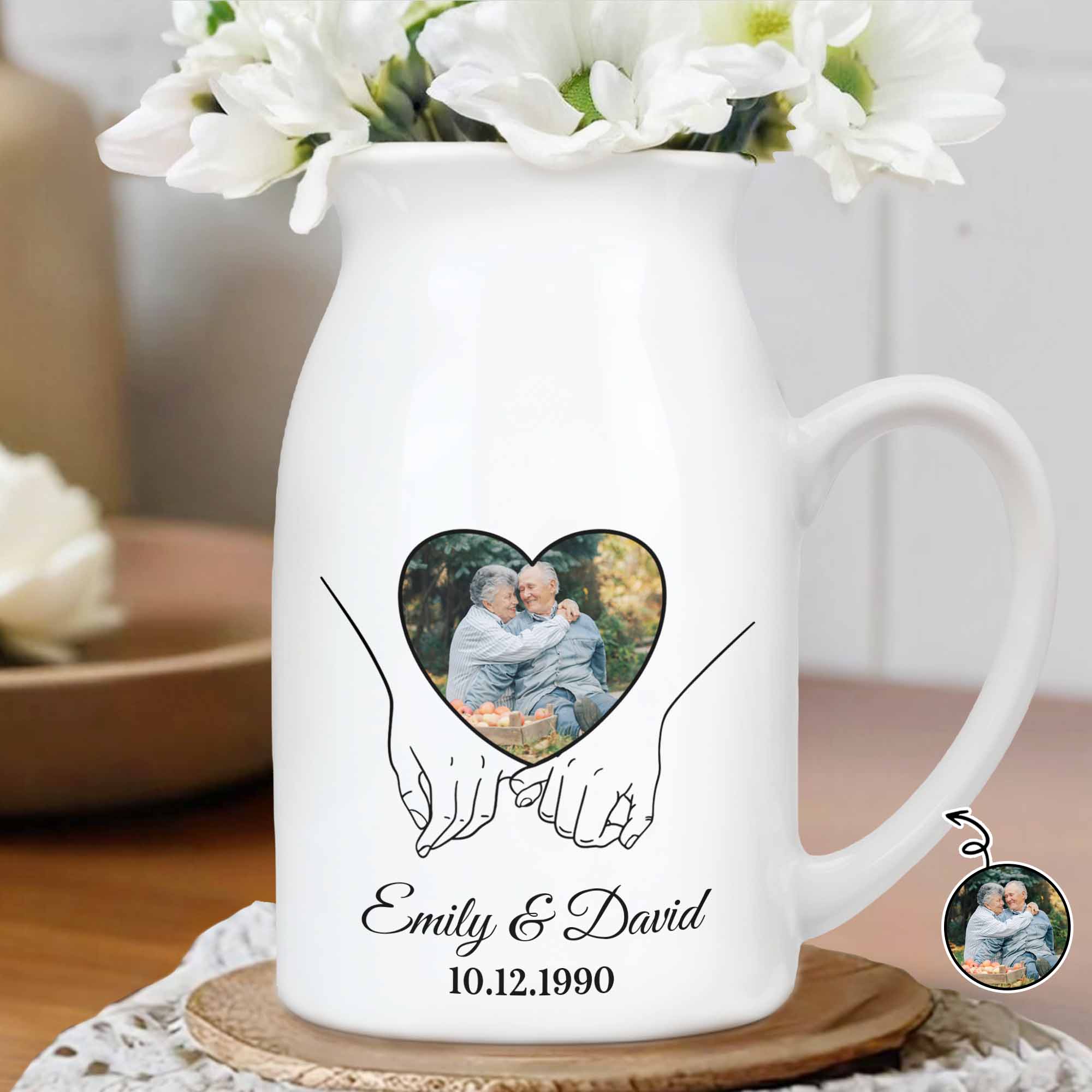 Capture Your Precious Moments On Heart Design Vase - Personalized Ceramic Flower Vase