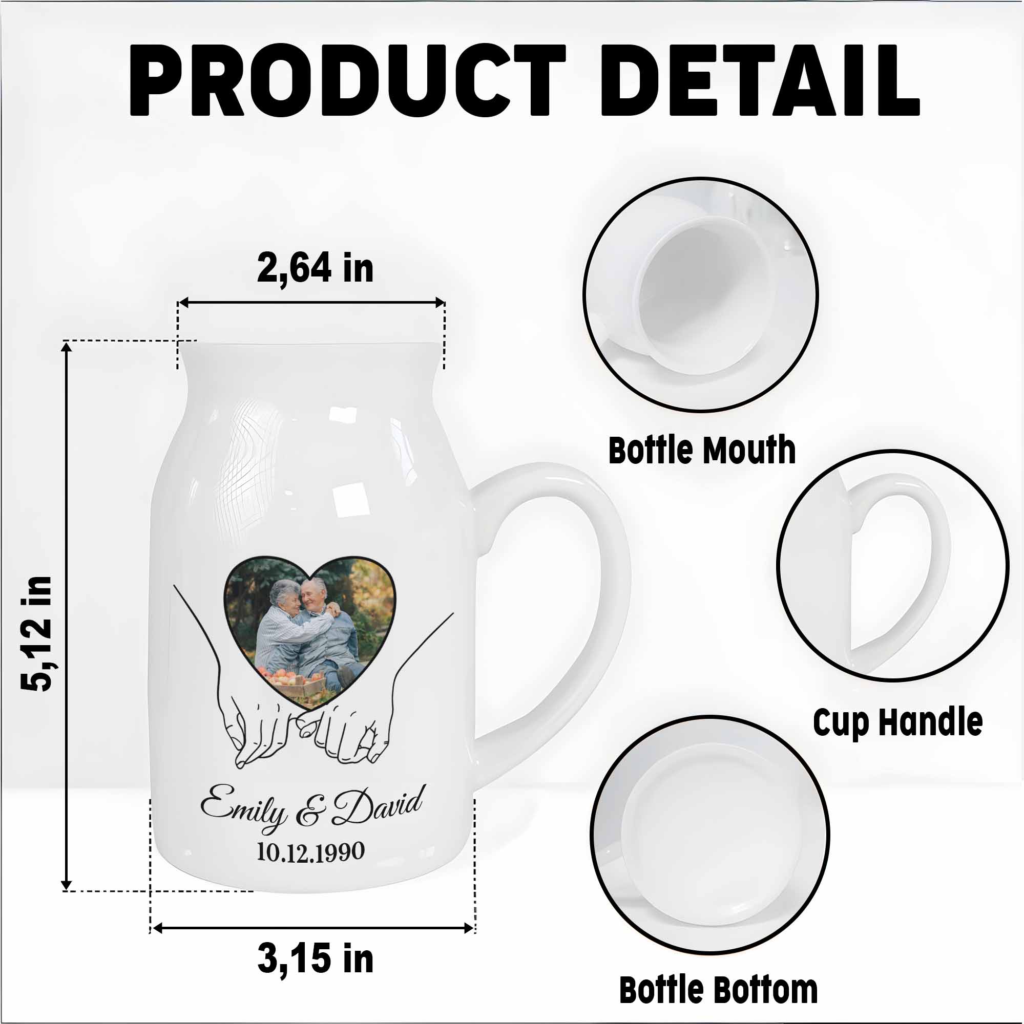 Capture Your Precious Moments On Heart Design Vase - Personalized Ceramic Flower Vase