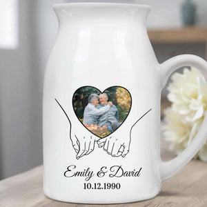 Capture Your Precious Moments On Heart Design Vase - Personalized Ceramic Flower Vase
