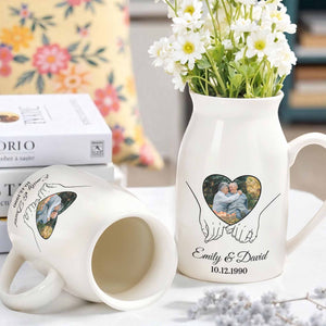 Capture Your Precious Moments On Heart Design Vase - Personalized Ceramic Flower Vase