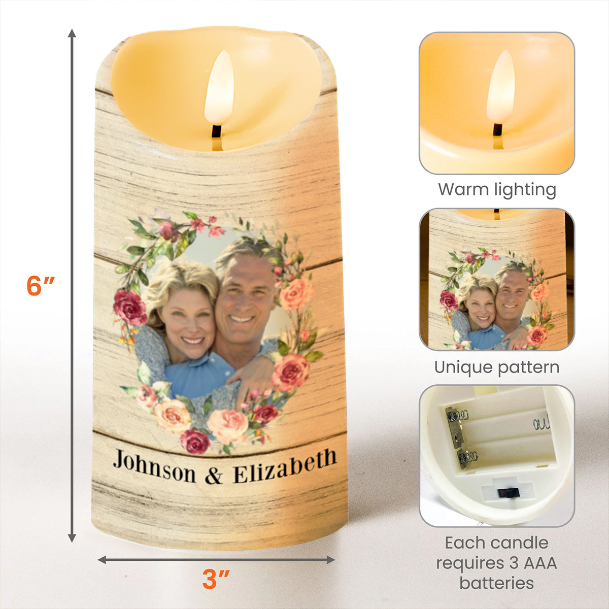 Home Is Wherever I Am With You, Flowers And Hearts Design - Personalized Custom LED Candle - CPL110_LECA