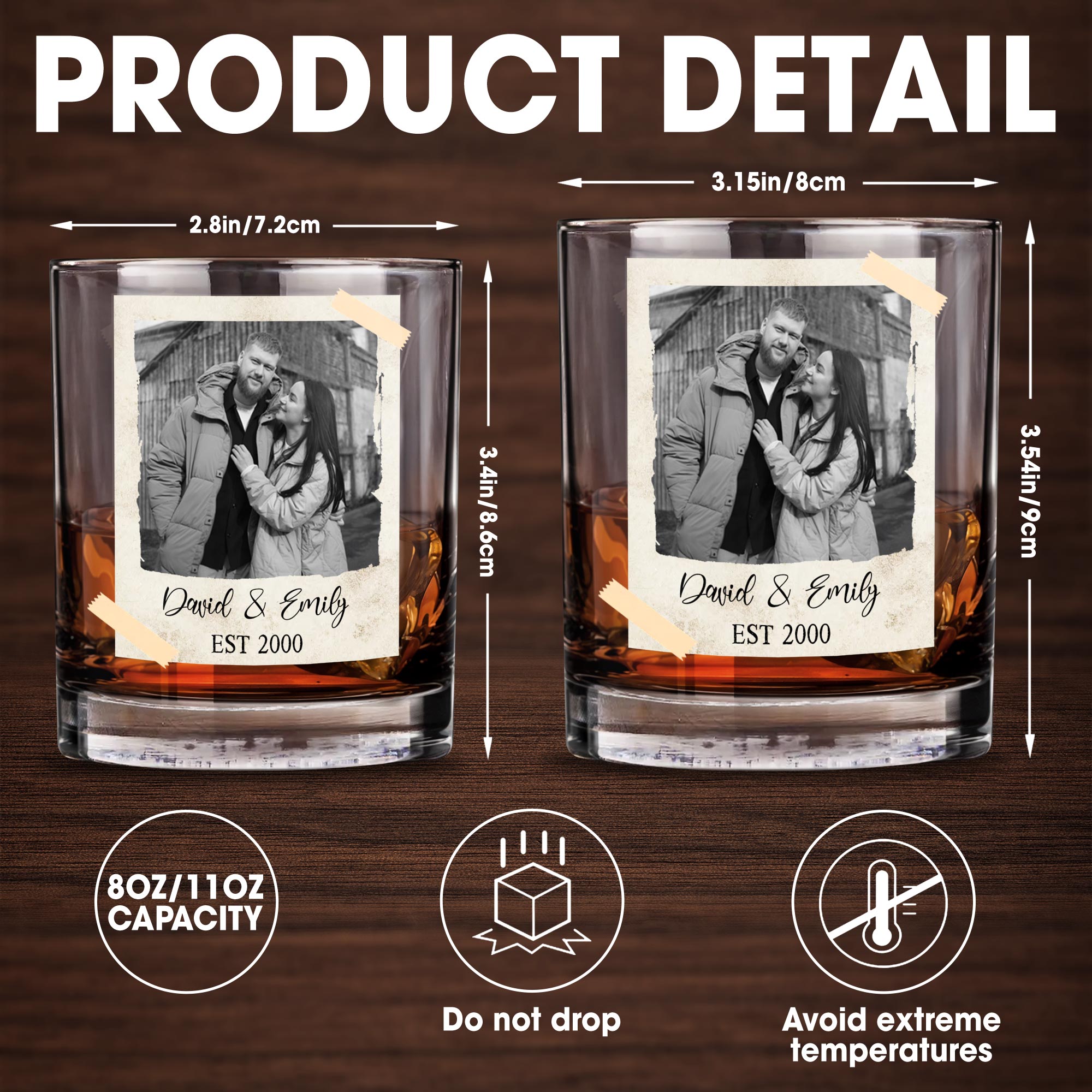 Capture Treasured Moments, Whiskey Glass - Personalized Custom Whiskey Glass - CPL1127_RWG