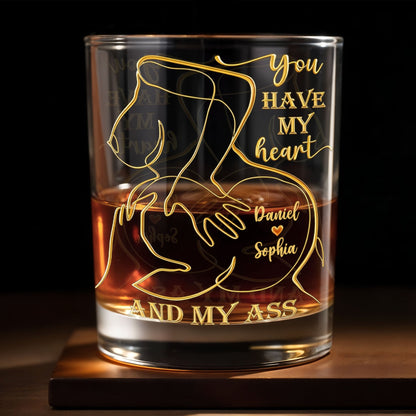 You Have My Heart, Romantic Gesture Design - Personalized Custom Whiskey Glass - CPL1143_RWG