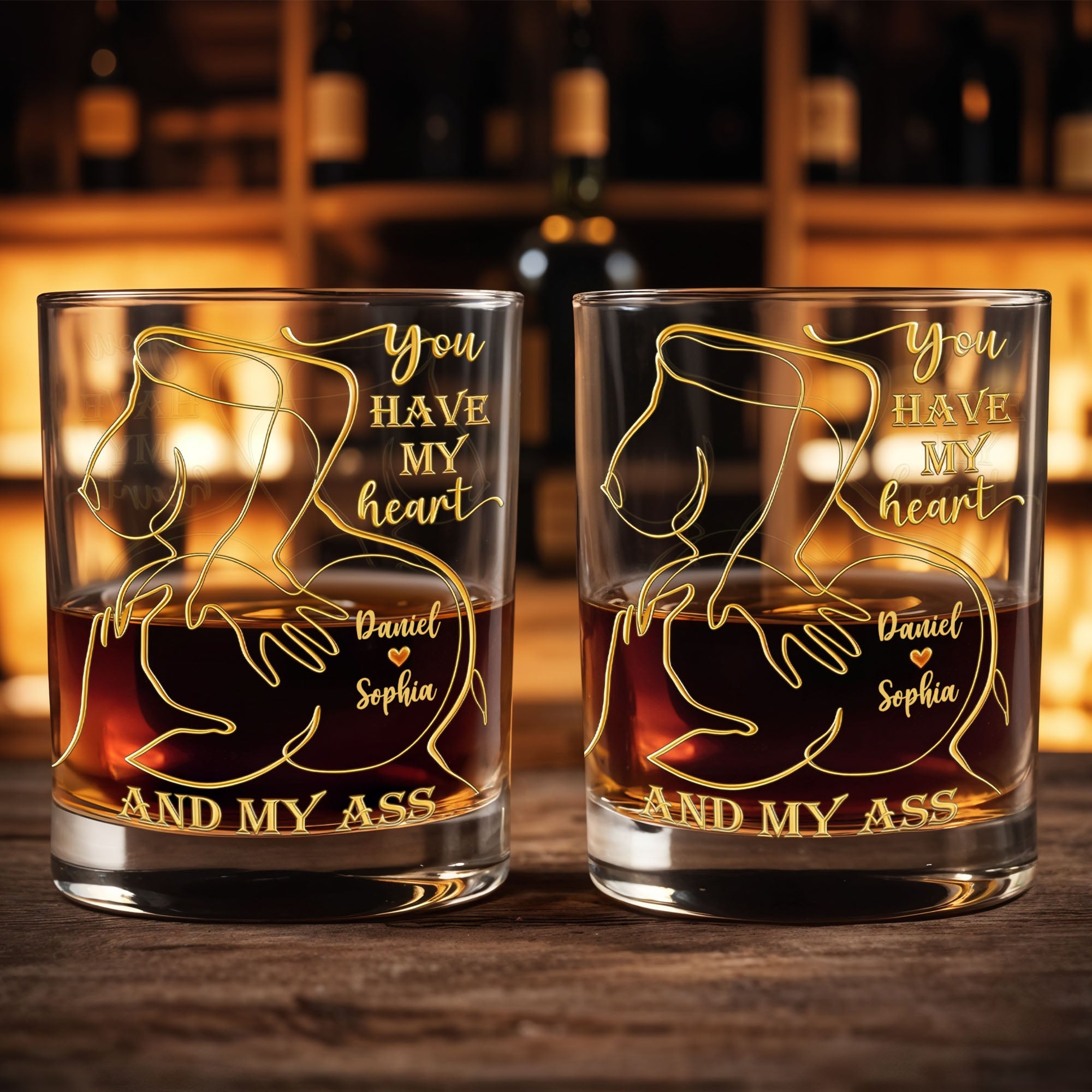 You Have My Heart, Romantic Gesture Design - Personalized Custom Whiskey Glass - CPL1143_RWG