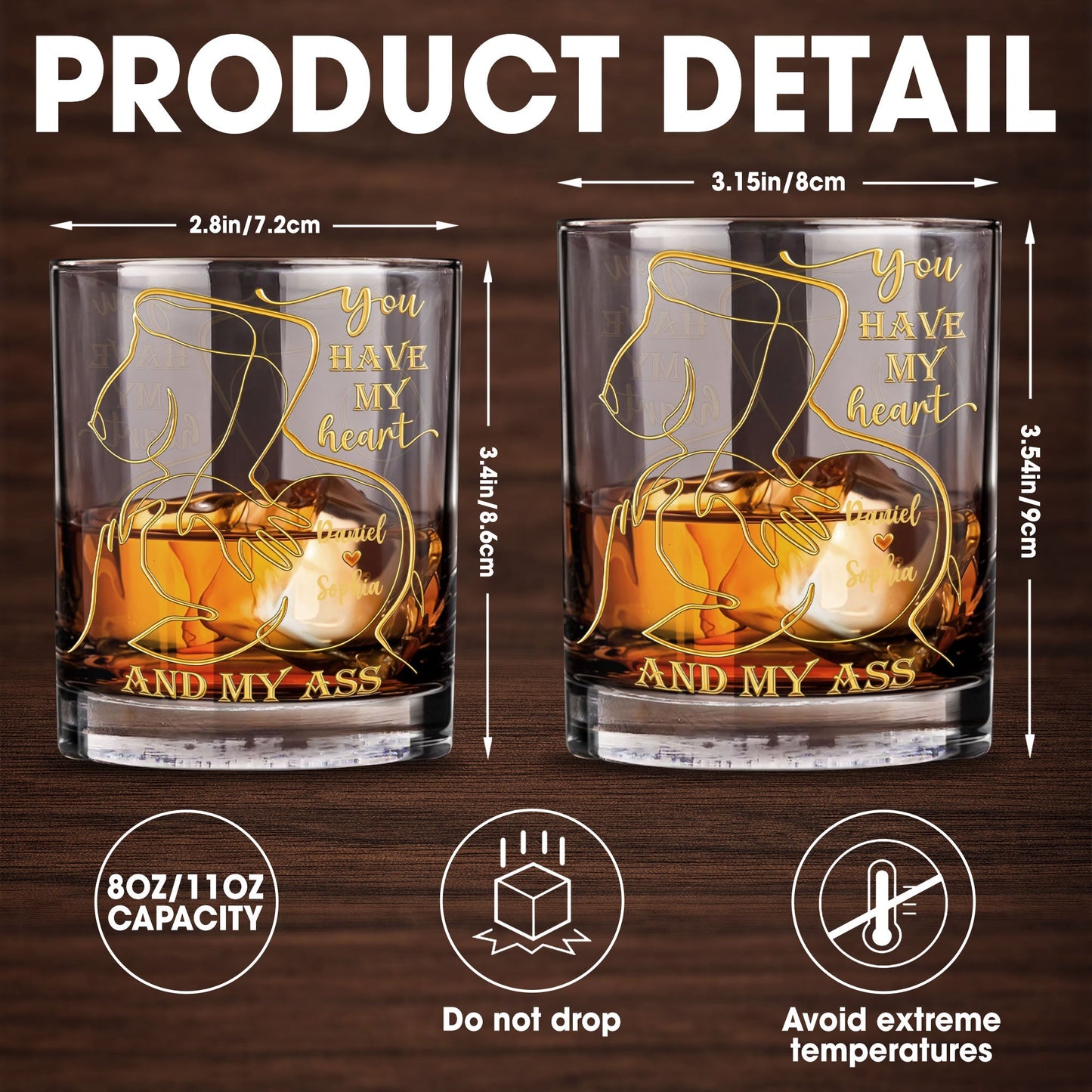 You Have My Heart, Romantic Gesture Design - Personalized Custom Whiskey Glass - CPL1143_RWG