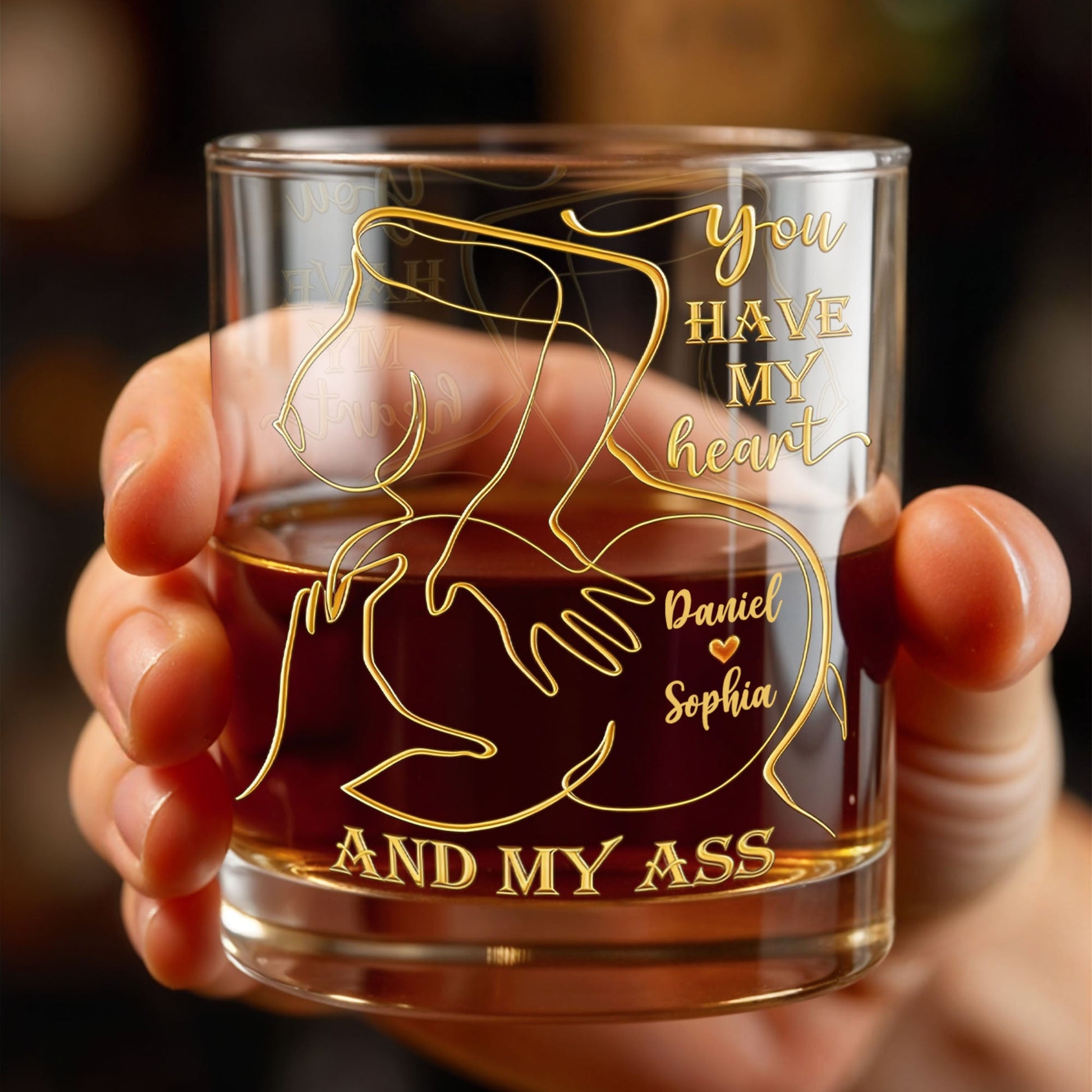 You Have My Heart, Romantic Gesture Design - Personalized Custom Whiskey Glass - CPL1143_RWG