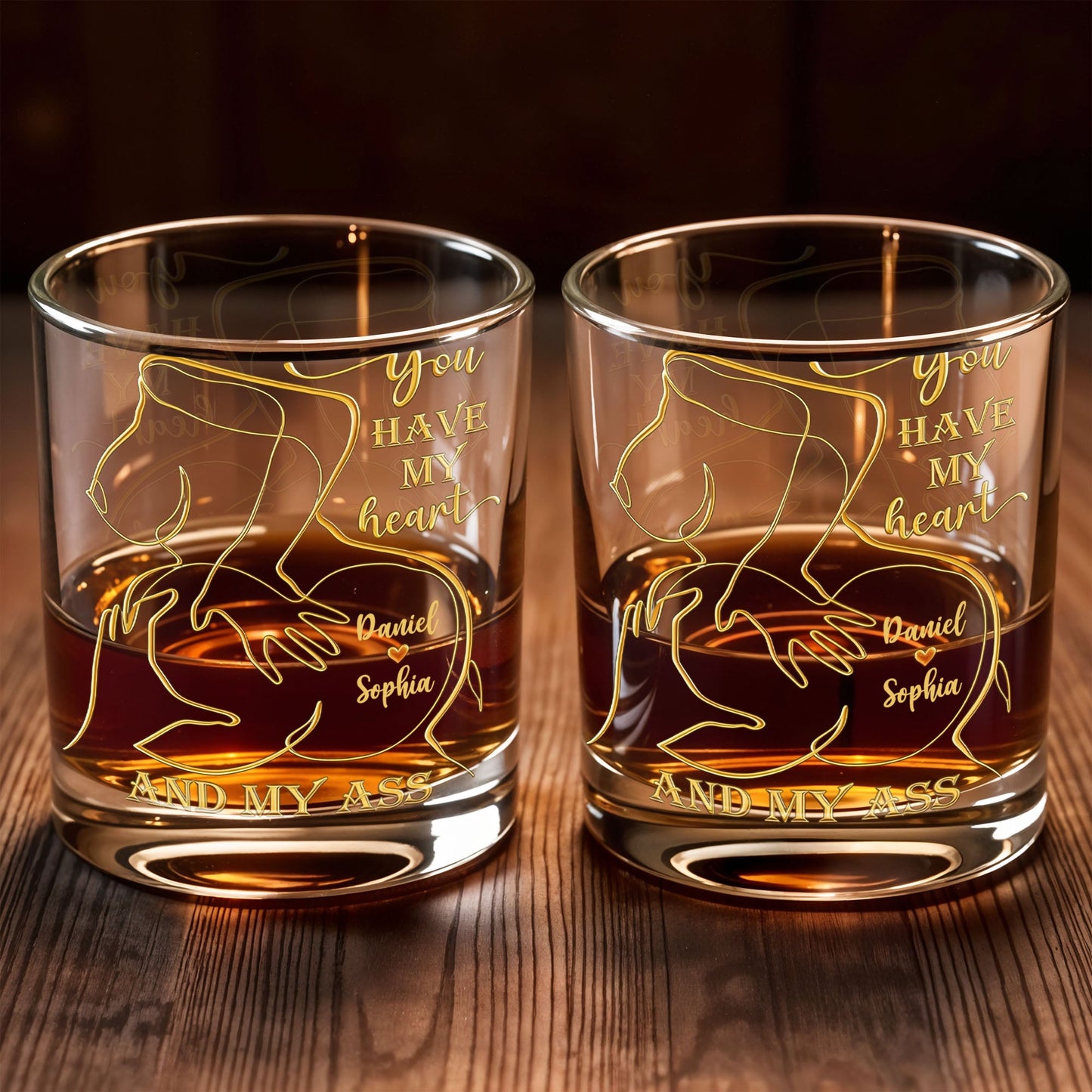 You Have My Heart, Romantic Gesture Design - Personalized Custom Whiskey Glass - CPL1143_RWG