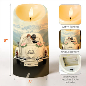 Lived Happily Ever After Vintage Car Design - Personalized Custom LED Candle - CPL114_LECA