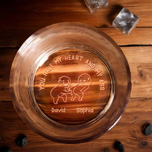 You Have My Heart And My A** With Fun Figures - Personalized Engraved Whiskey Glass - CPL1150_EWG