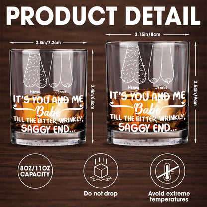 It's You And Me Babe, Cartoon Couple - Personalized Custom Whiskey Glass - CPL1157_RWG