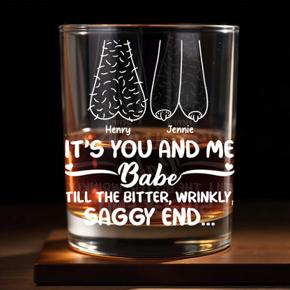 It's You And Me Babe, Cartoon Couple - Personalized Custom Whiskey Glass - CPL1157_RWG
