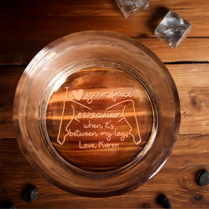 I Love Your Face, Hearts And Faces Design - Personalized Engraved Whiskey Glass - CPL1179_EWG