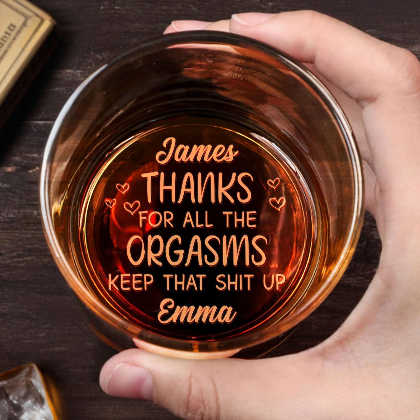 Thanks For All The Effort, Hearts Design - Personalized Engraved Whiskey Glass - CPL1184_EWG