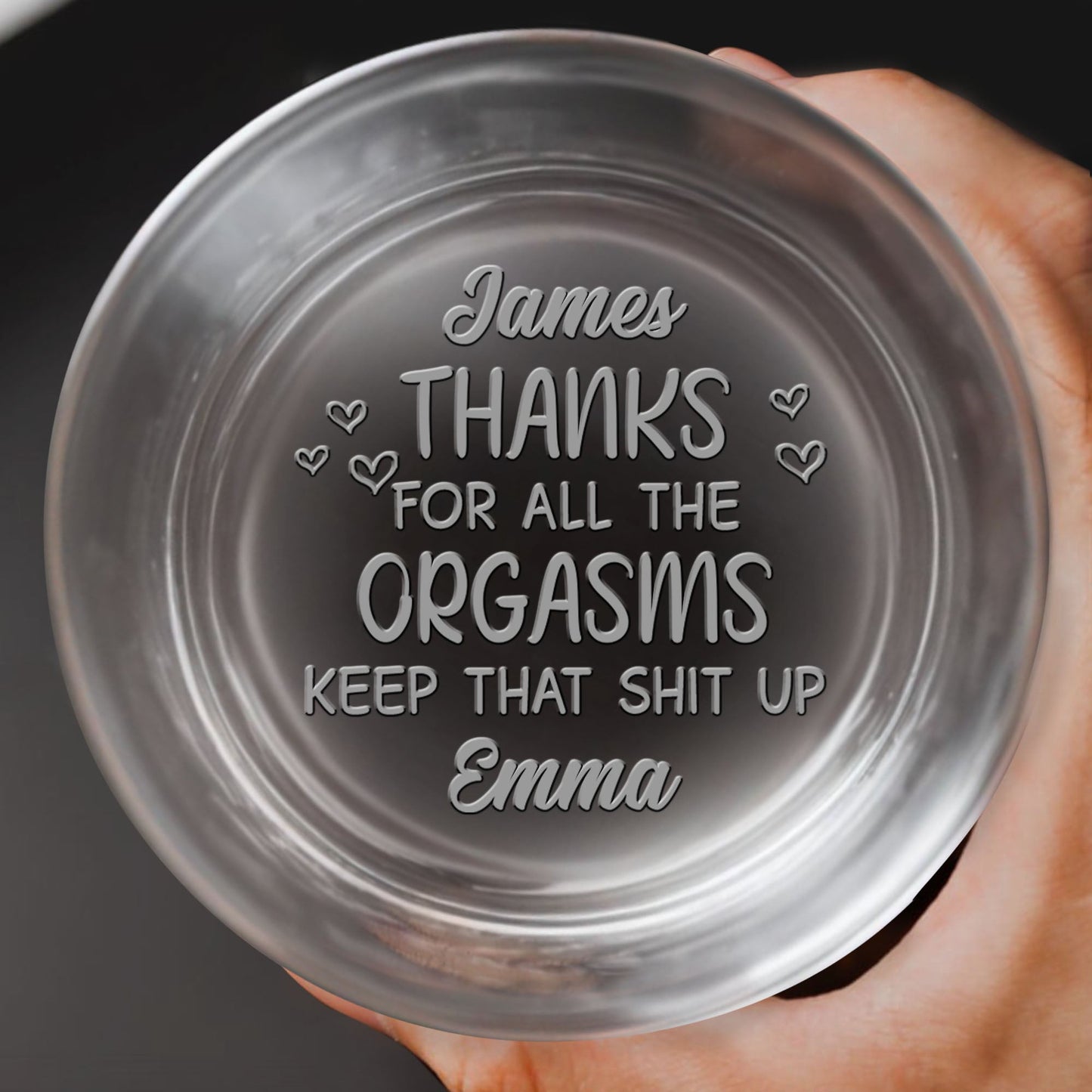 Thanks For All The Effort, Hearts Design - Personalized Engraved Whiskey Glass - CPL1184_EWG