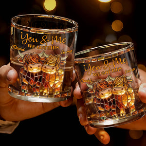 You & Me, We Got This Mosaic Cows Glass - Personalized Custom Whiskey Glass - CPL1199_RWG