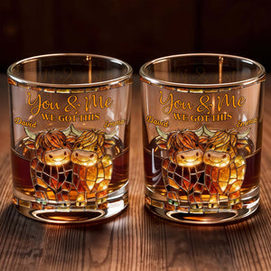 You & Me, We Got This Mosaic Cows Glass - Personalized Custom Whiskey Glass - CPL1199_RWG