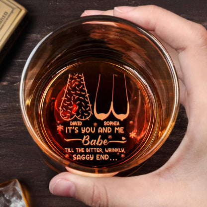 It's You And Me Babe, Christmas Tree and Hearts Design - Personalized Engraved Whiskey Glass - CPL1232_EWG