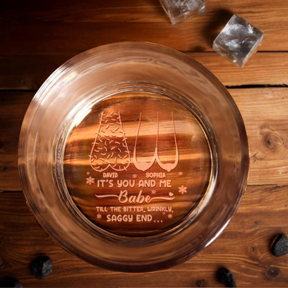 It's You And Me Babe, Christmas Tree and Hearts Design - Personalized Engraved Whiskey Glass - CPL1232_EWG