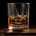 It's You And Me Babe, Heart And Stars - Personalized Custom Whiskey Glass - CPL1232_RWG