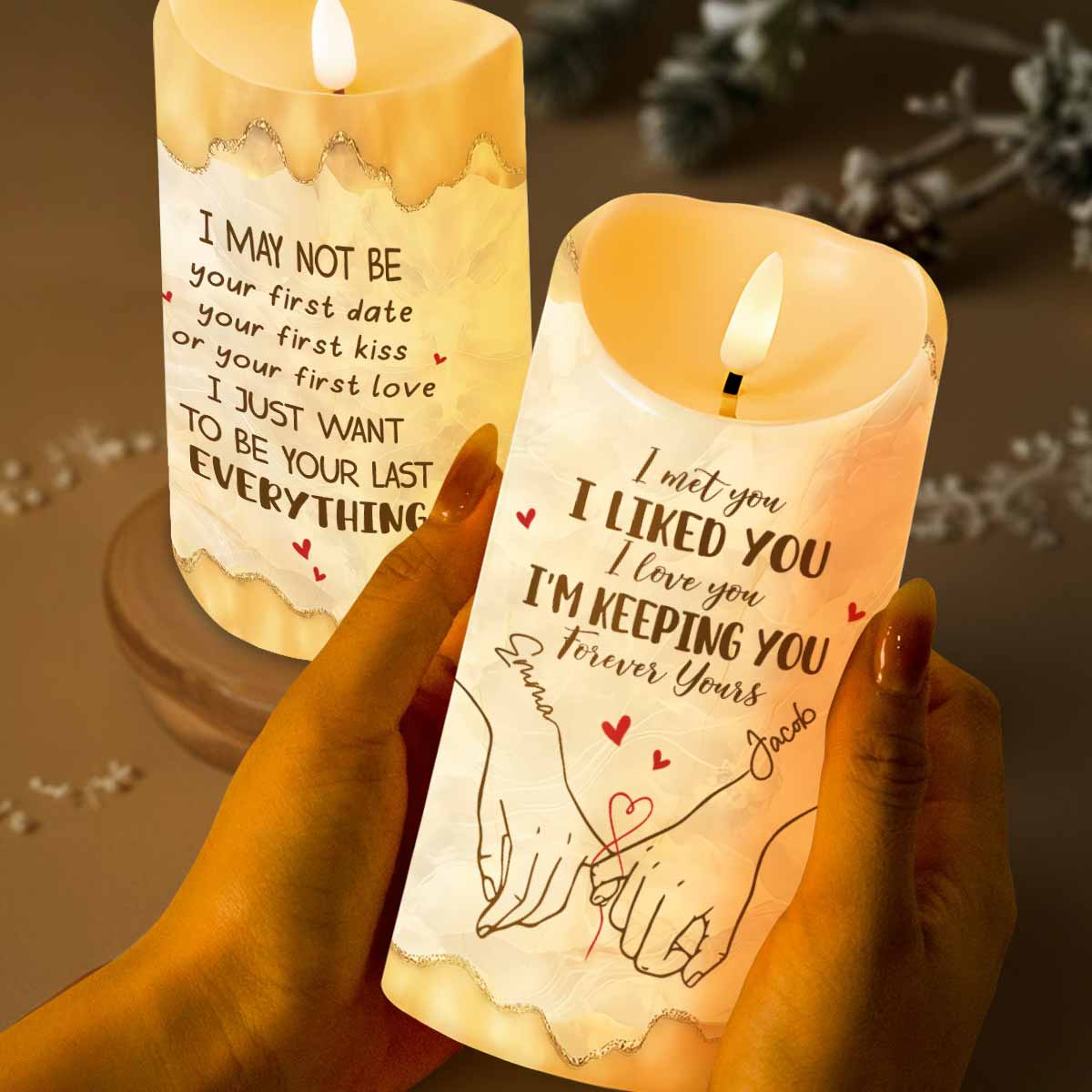 I Met You I Liked You I Love You I'm Keeping You - Personalized Custom LED Candle - CPL1233_LECA