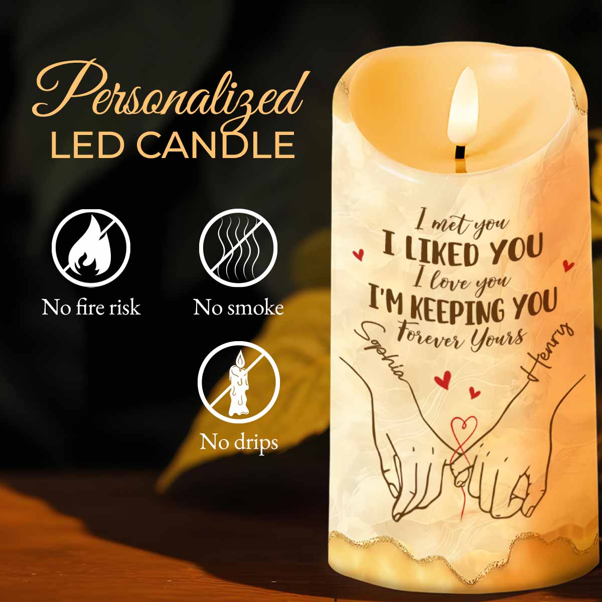 I Met You I Liked You I Love You I'm Keeping You - Personalized Custom LED Candle - CPL1233_LECA