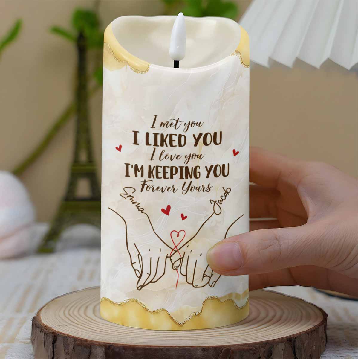 I Met You I Liked You I Love You I'm Keeping You - Personalized Custom LED Candle - CPL1233_LECA