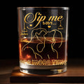 Sip Me Baby One More Time With Couples And Heart Design - Personalized Custom Whiskey Glass - CPL1233_RWG