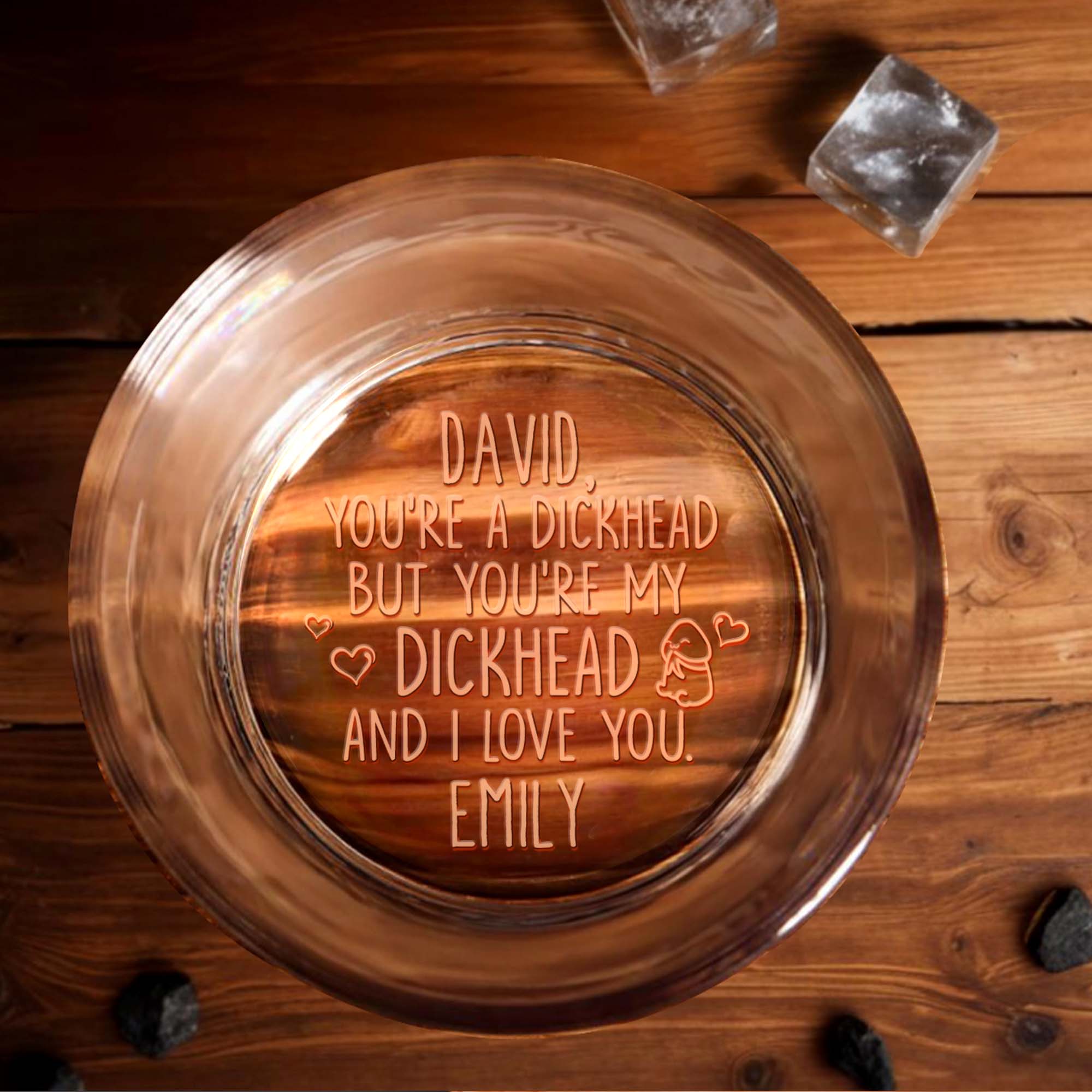 You're My Favorite Butthead, Hearts Design - Personalized Engraved Whiskey Glass - CPL1241_EWG