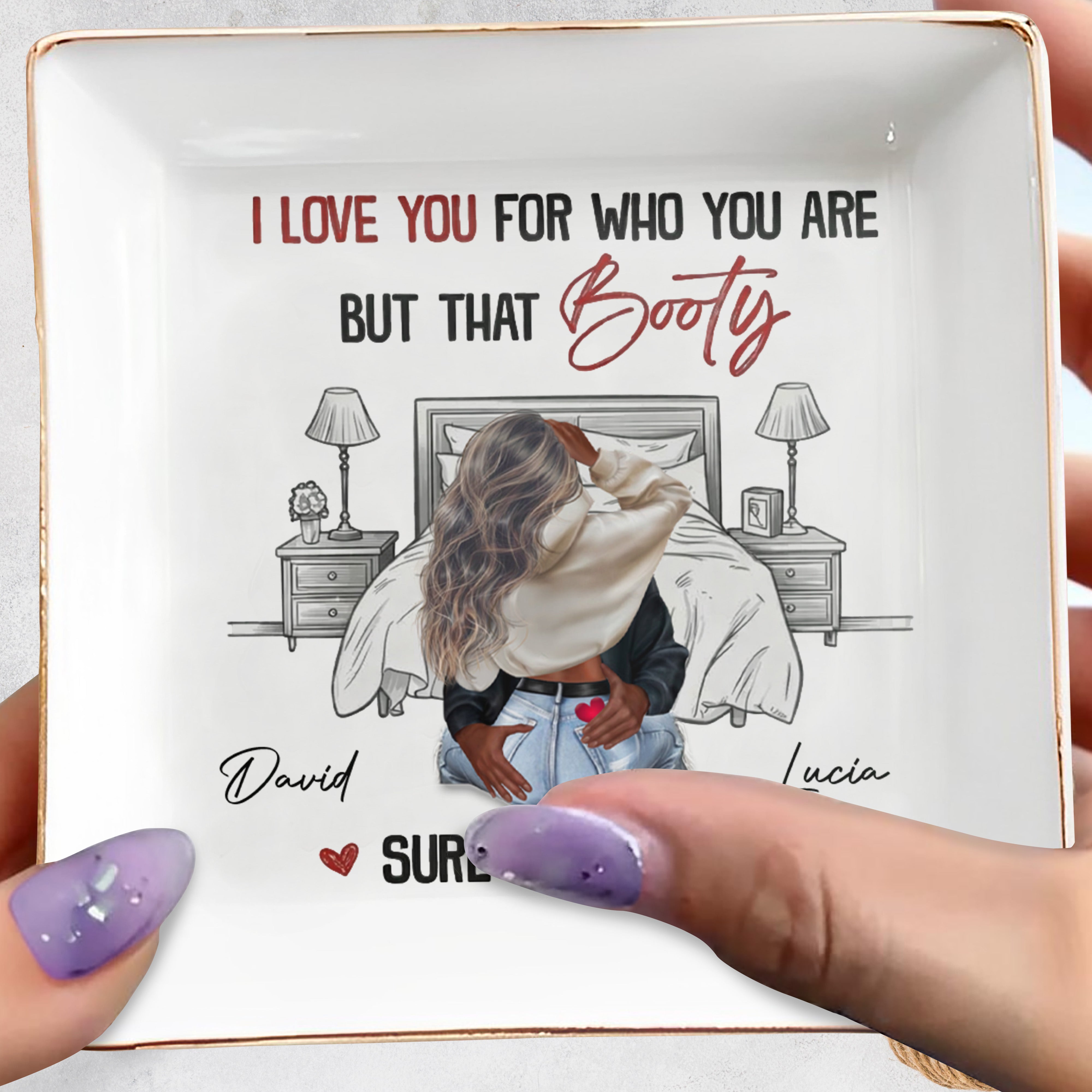 I Love You for Who You Are, Couple Embrace - Personalized Custom Jewelry Dish, Square Ceramic Dish - CPL1244_SCRD
