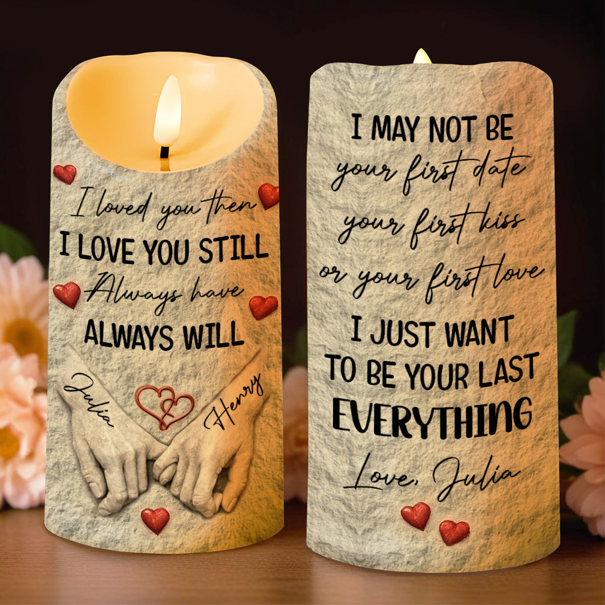 I Loved You Then, I Love You Still, Holding Hands - Personalized Custom LED Candle - CPL1255_LECA