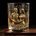 Till Death Do Us Part With Skeleton Couple And Roses - Personalized Custom Whiskey Glass - CPL1274_RWG