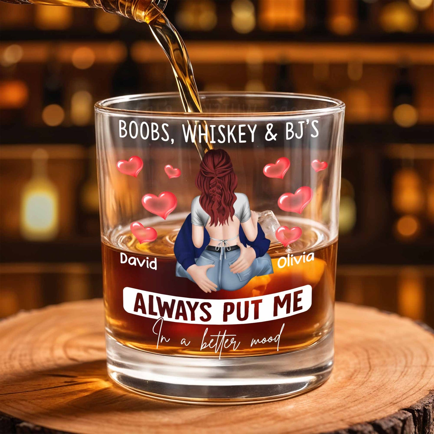 Always Put Me In A Better Mood, Hearts, Romantic Couple - Personalized Custom Whiskey Glass - CPL1288_RWG