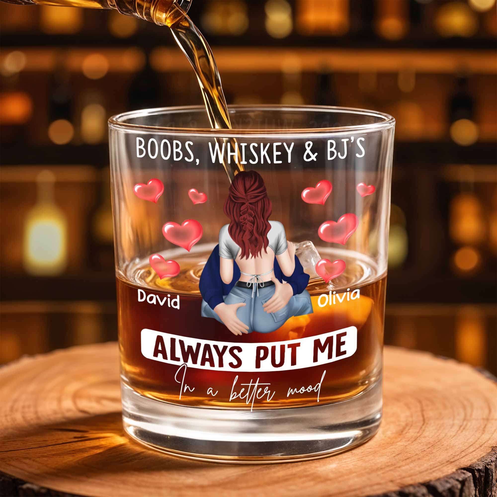 Always Put Me In A Better Mood, Hearts, Romantic Couple - Personalized Custom Whiskey Glass - CPL1288_RWG