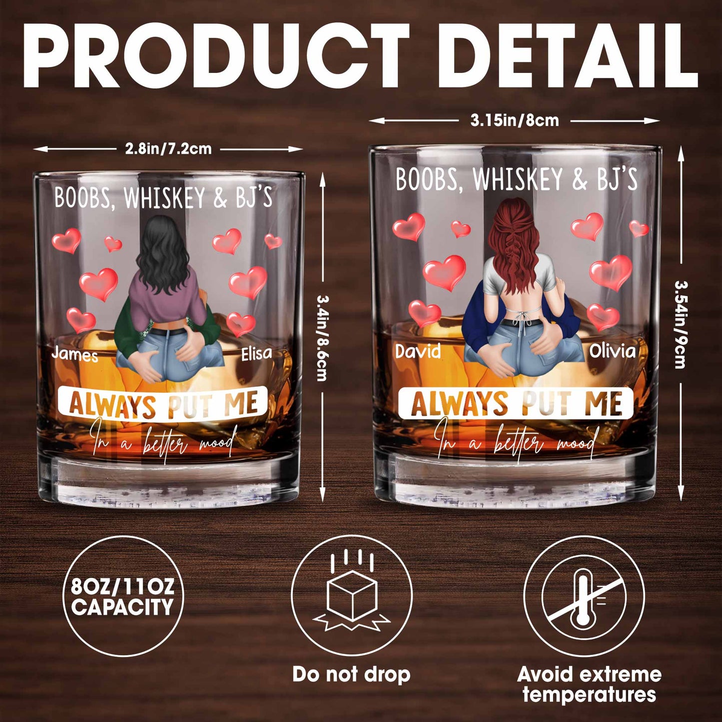 Always Put Me In A Better Mood, Hearts, Romantic Couple - Personalized Custom Whiskey Glass - CPL1288_RWG