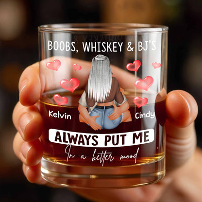 Always Put Me In A Better Mood, Hearts, Romantic Couple - Personalized Custom Whiskey Glass - CPL1288_RWG