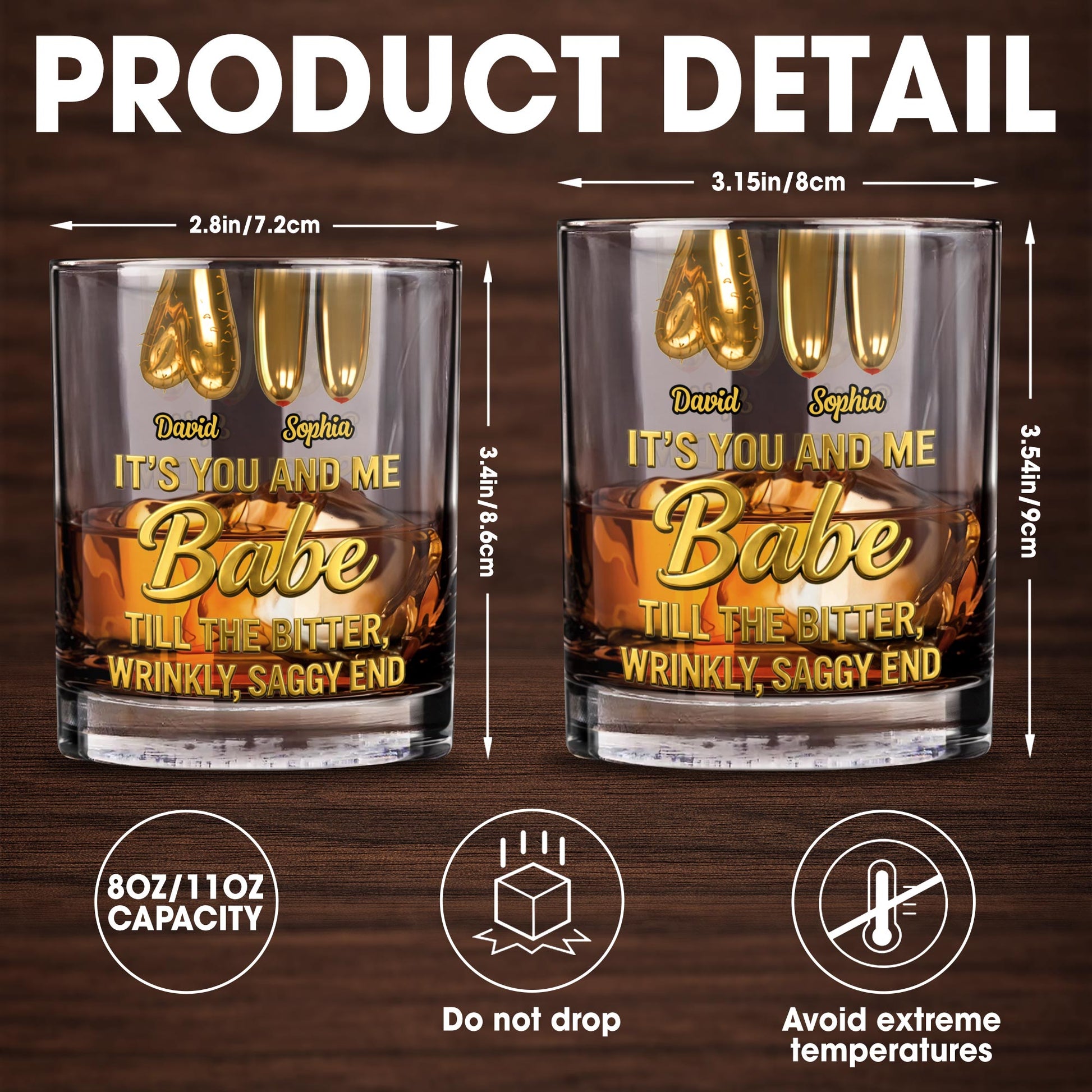 It's You And Me Babe Till The Bitter End - Personalized Custom Whiskey Glass - CPL1293_RWG