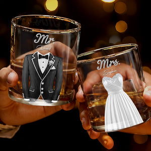 Celebrate In Style With Sophisticated Tuxedo Design - Personalized Custom Whiskey Glass - CPL1296_RWG