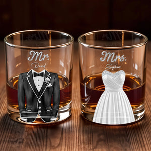 Celebrate In Style With Sophisticated Tuxedo Design - Personalized Custom Whiskey Glass - CPL1296_RWG