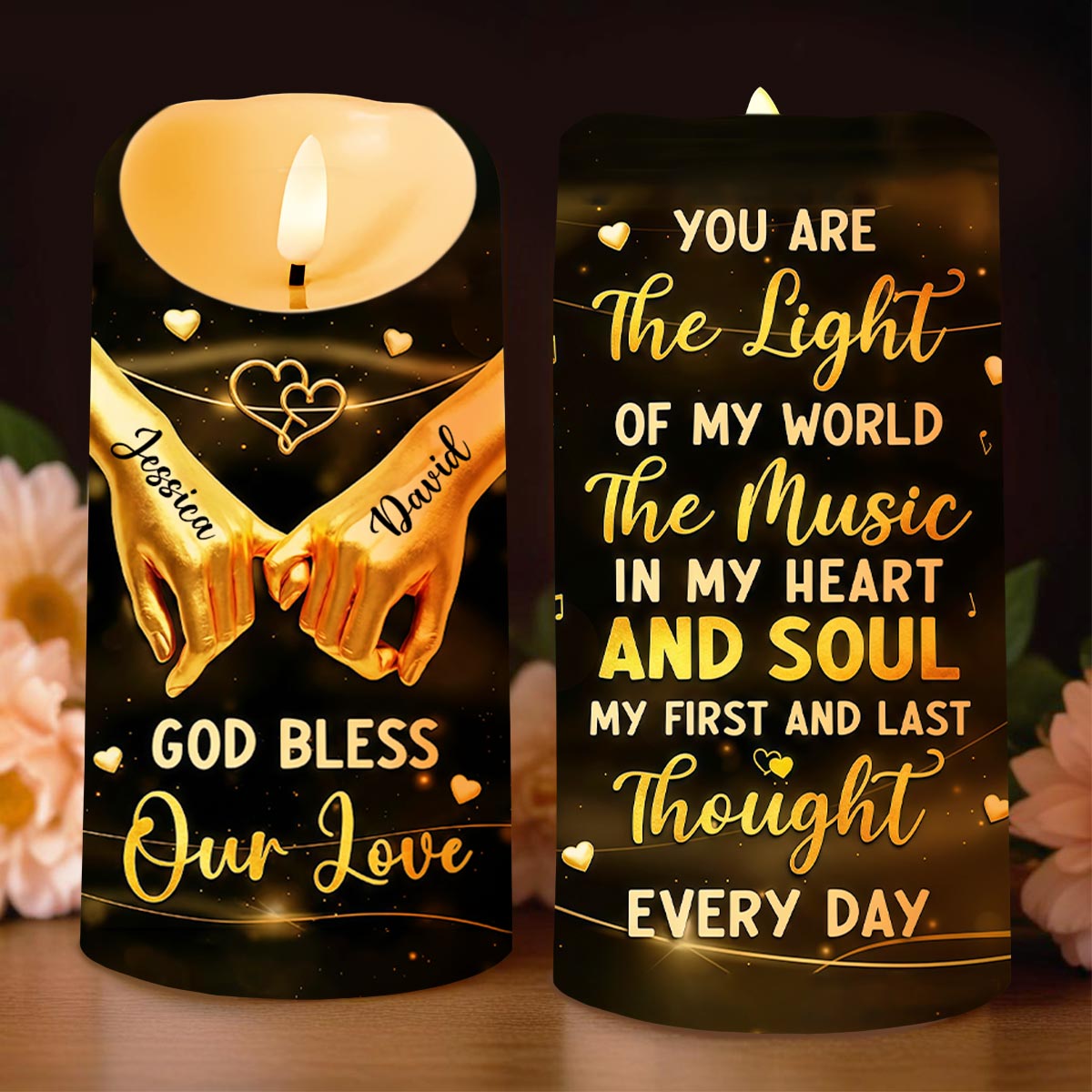 You Are The Light Of My World, Romantic Candle With Hands And Heart Design - Personalized Custom LED Candle - CPL1300_LECA