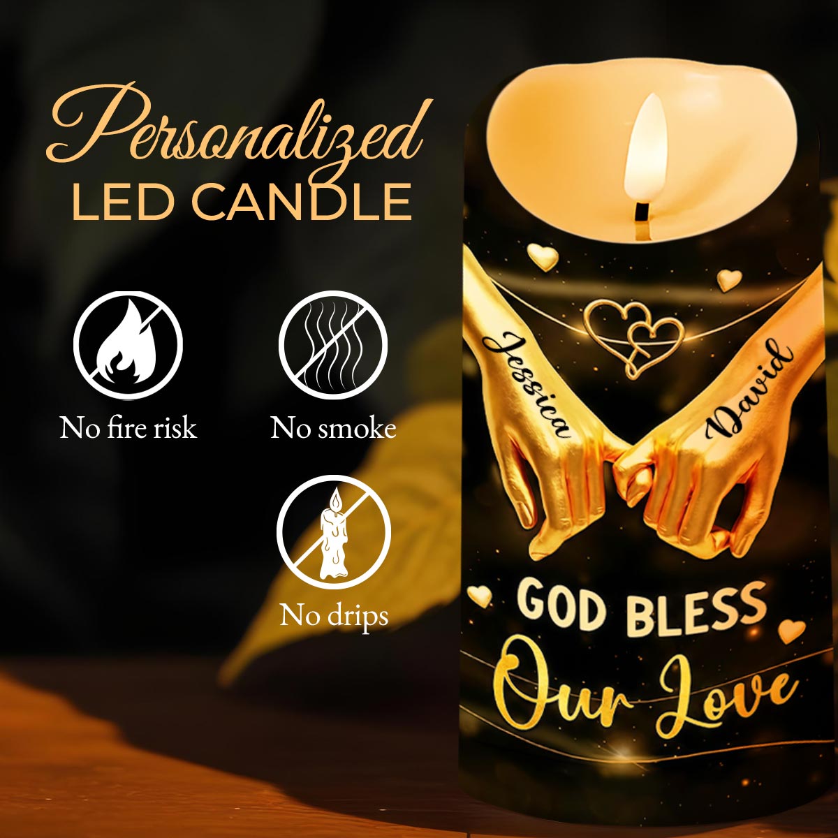 You Are The Light Of My World, Romantic Candle With Hands And Heart Design - Personalized Custom LED Candle - CPL1300_LECA