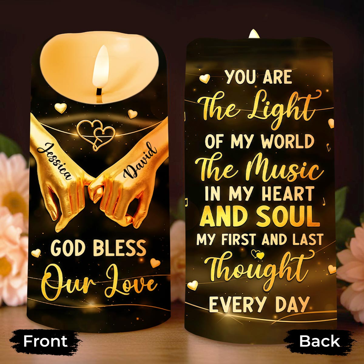 You Are The Light Of My World, Romantic Candle With Hands And Heart Design - Personalized Custom LED Candle - CPL1300_LECA