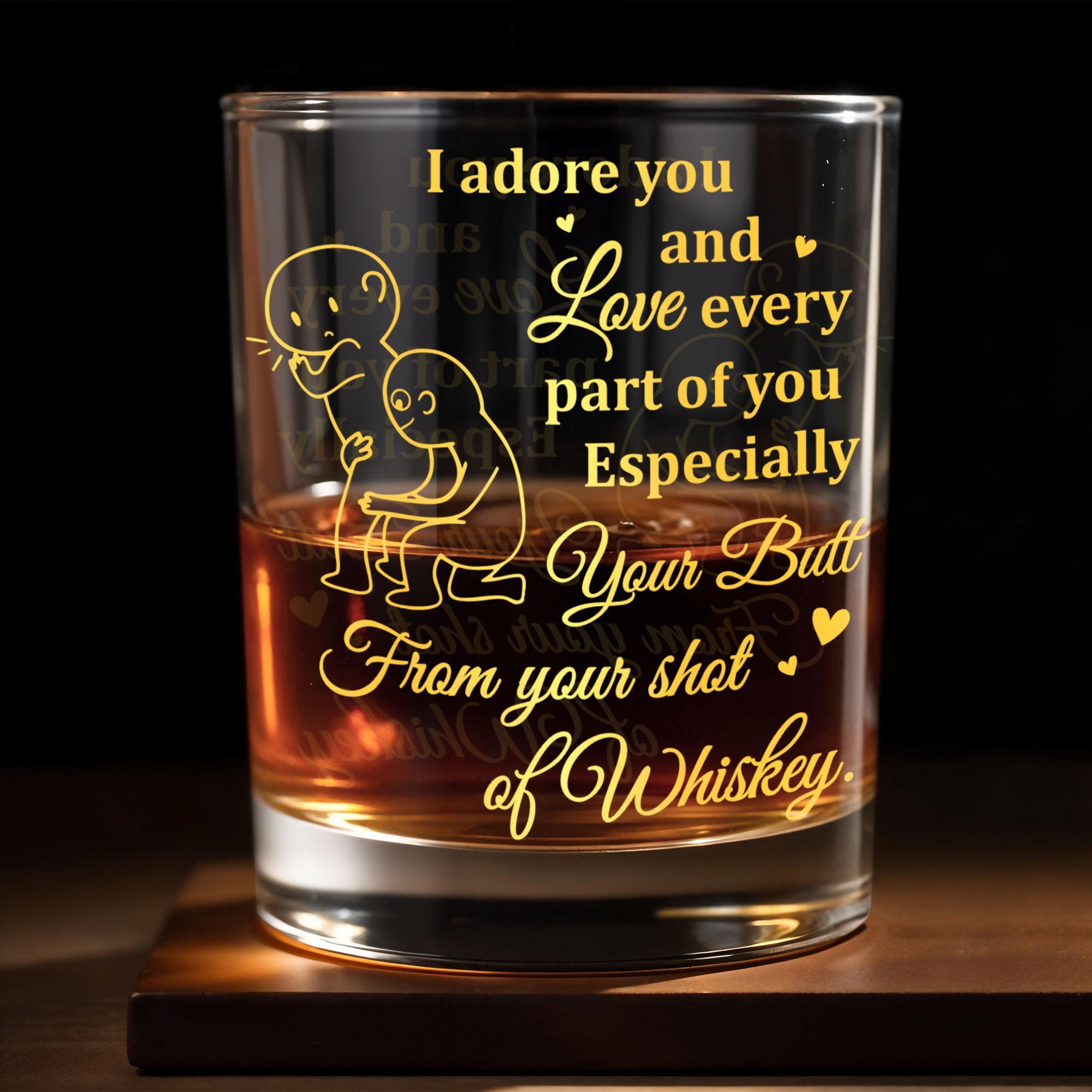 I Adore You and Love Every Part of You Especially Your Butt - Personalized Custom Whiskey Glass - CPL1317_RWG
