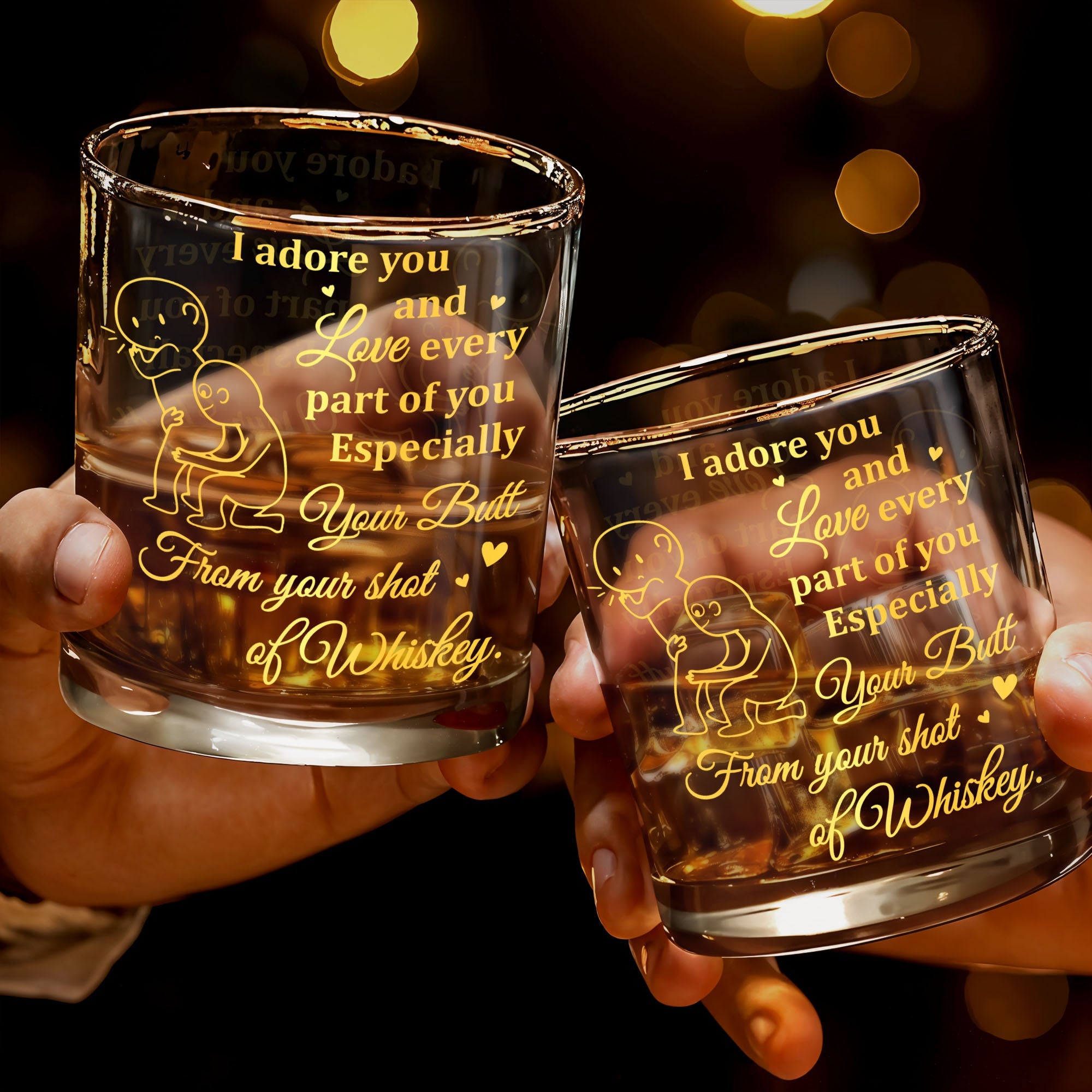 I Adore You and Love Every Part of You Especially Your Butt - Personalized Custom Whiskey Glass - CPL1317_RWG