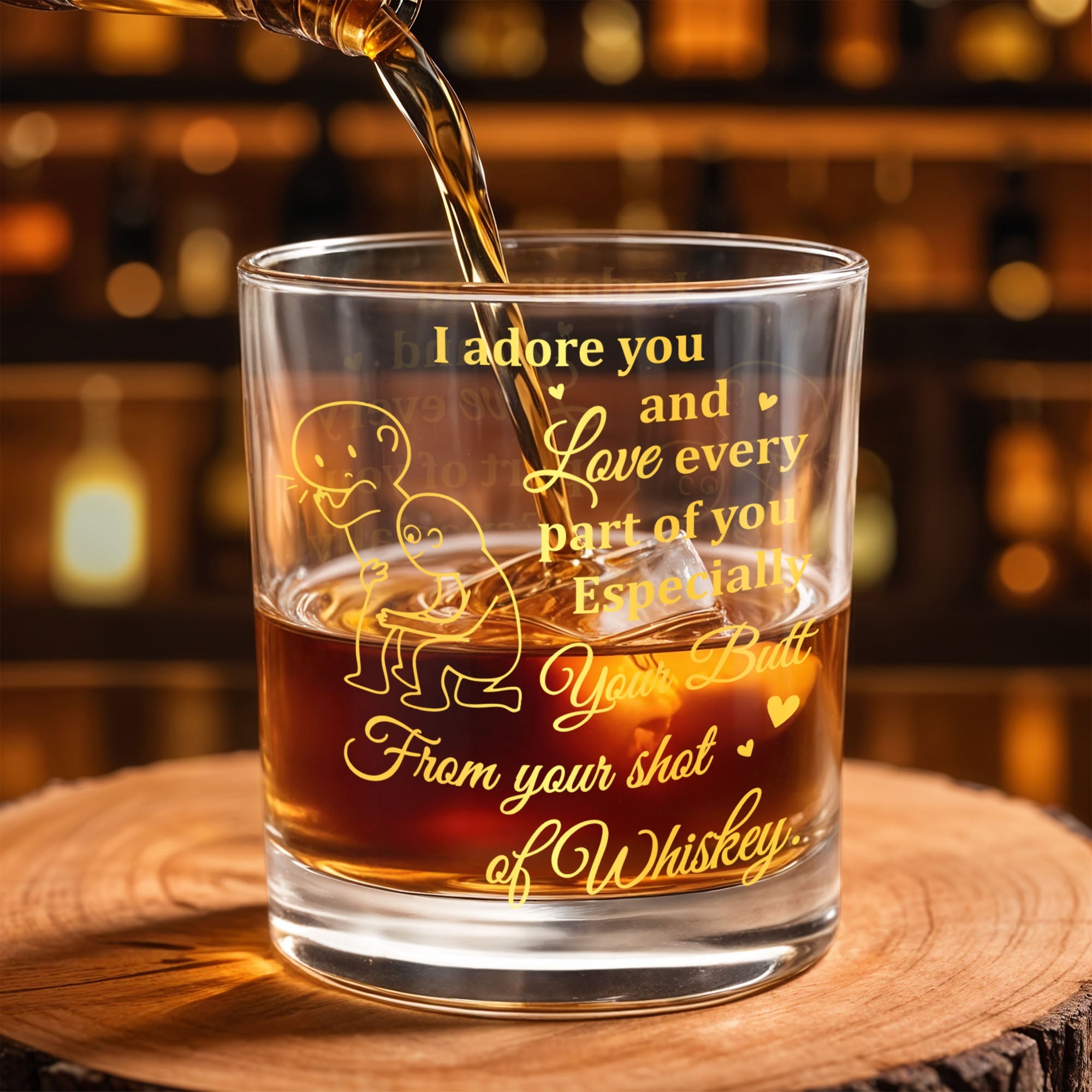 I Adore You and Love Every Part of You Especially Your Butt - Personalized Custom Whiskey Glass - CPL1317_RWG