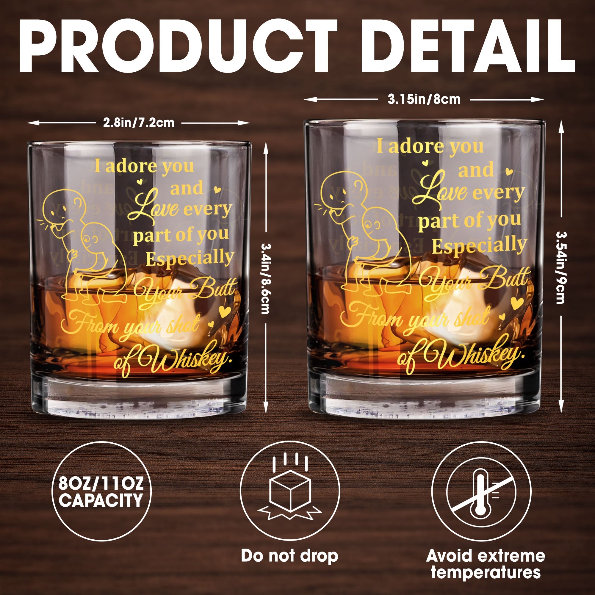 I Adore You and Love Every Part of You Especially Your Butt - Personalized Custom Whiskey Glass - CPL1317_RWG