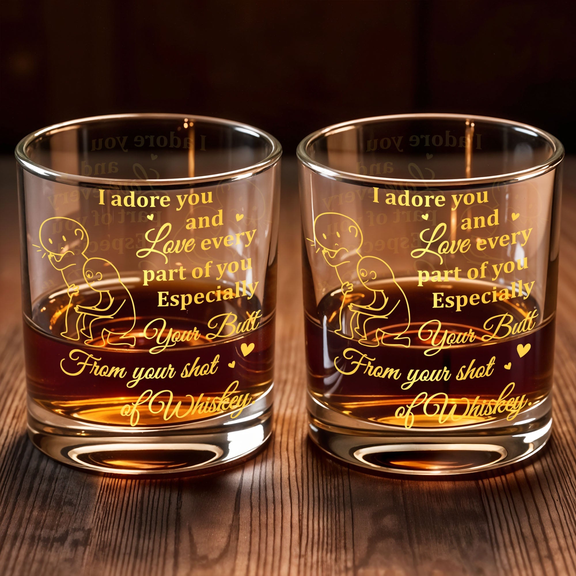I Adore You and Love Every Part of You Especially Your Butt - Personalized Custom Whiskey Glass - CPL1317_RWG